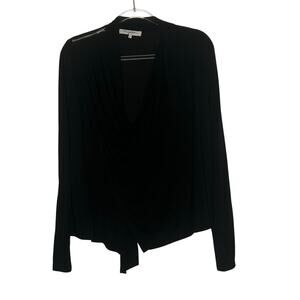 X by GOTTEX Wrap Draped Blouse Cowl Neck Long Sleeve Pullover Black Size Medium